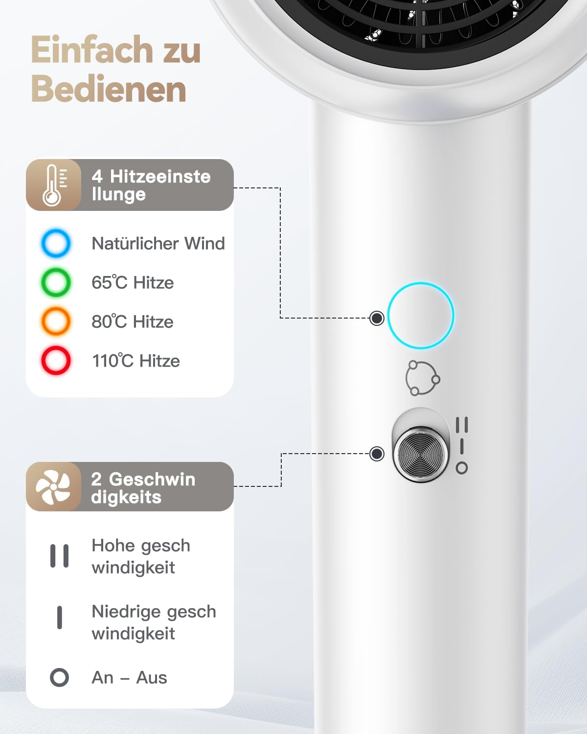 Thumbnail 3 de DEWILY Ionen Föhn 1800W mit Diffusor