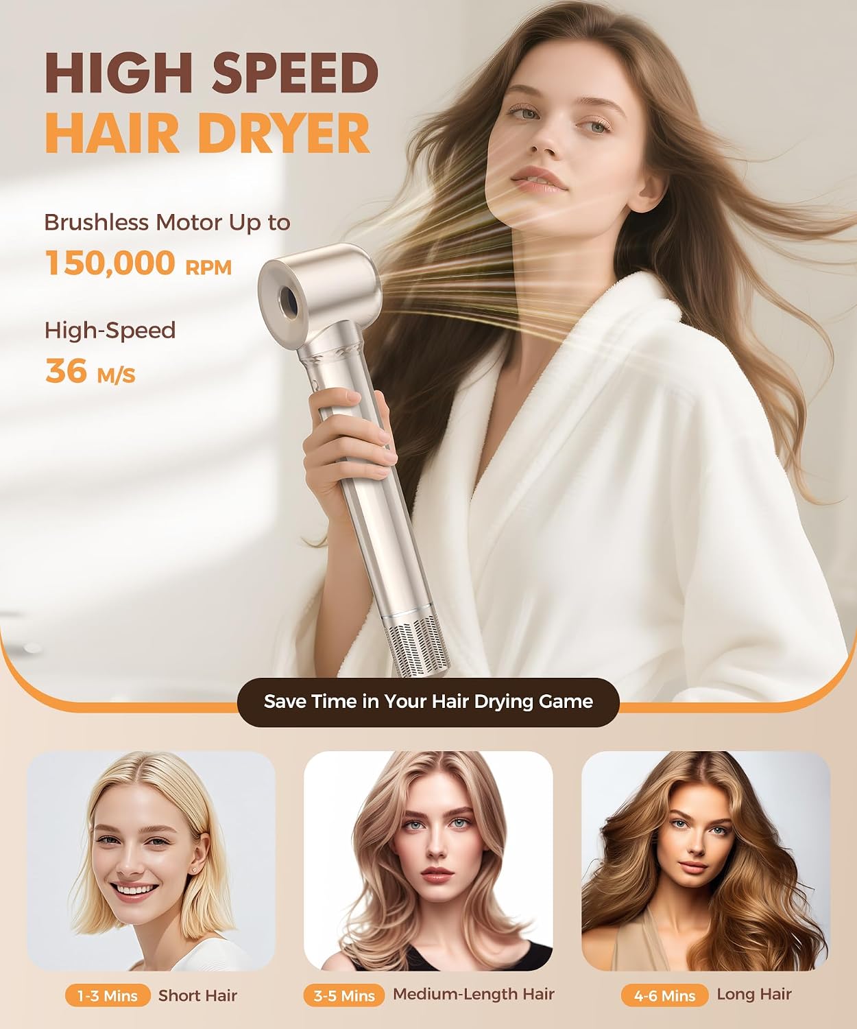 Thumbnail 4 de 6-in-1 Hair Dryer Brush 150,000 RPM ๐โ