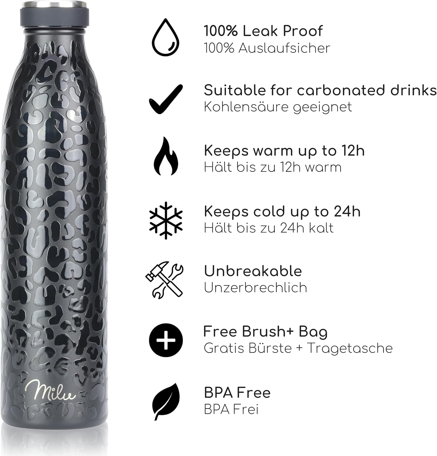 Thumbnail 1 de Milu Edelstahl Trinkflasche 750ml