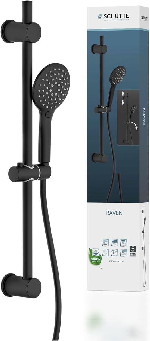 Schütte RAVEN Barra de Ducha con Alcachofa Ajustable y Manguera🛁