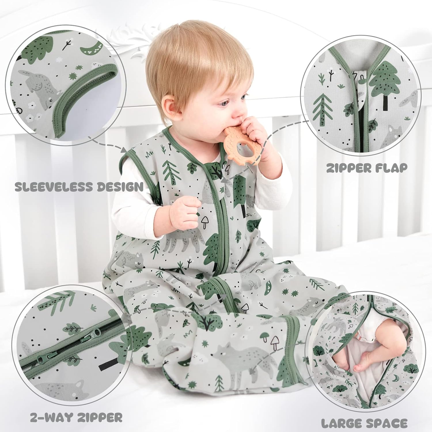 Thumbnail 5 de Yoofoss Baby Sleeping Bag 0.5 Tog – 18-24 Months (3 Pack) in 100% Organic Cotton