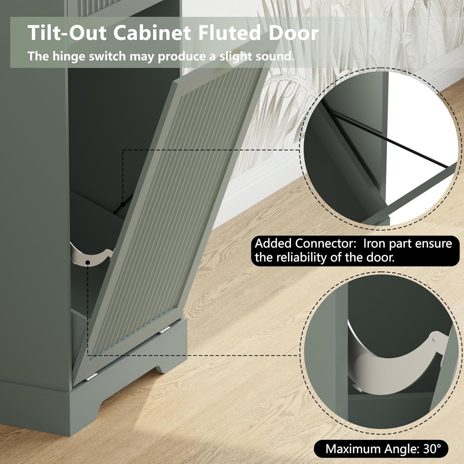 Detalle de METOTI HLG186-GR-02 Tilt-Out Trash Cabinet, 13-Gallon, Green