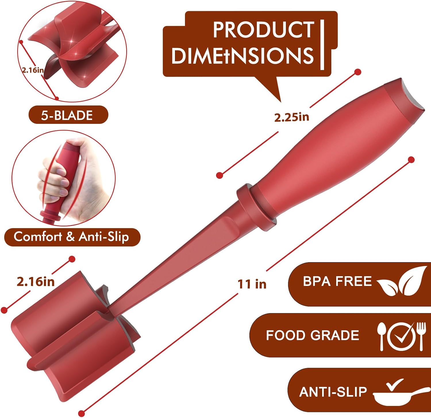 Thumbnail 6 de Meat Chopper Utensil in Red