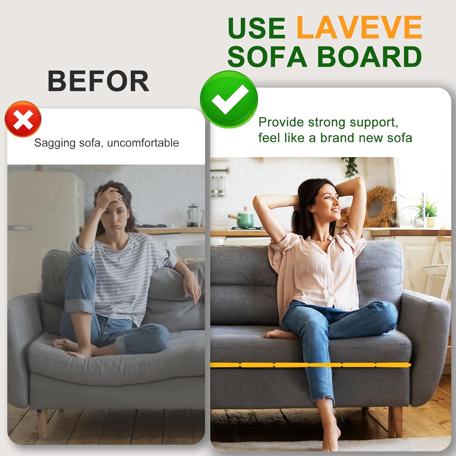 Detalle de LAVEVE Heavy Duty Couch Support 21.5"x70" ๐