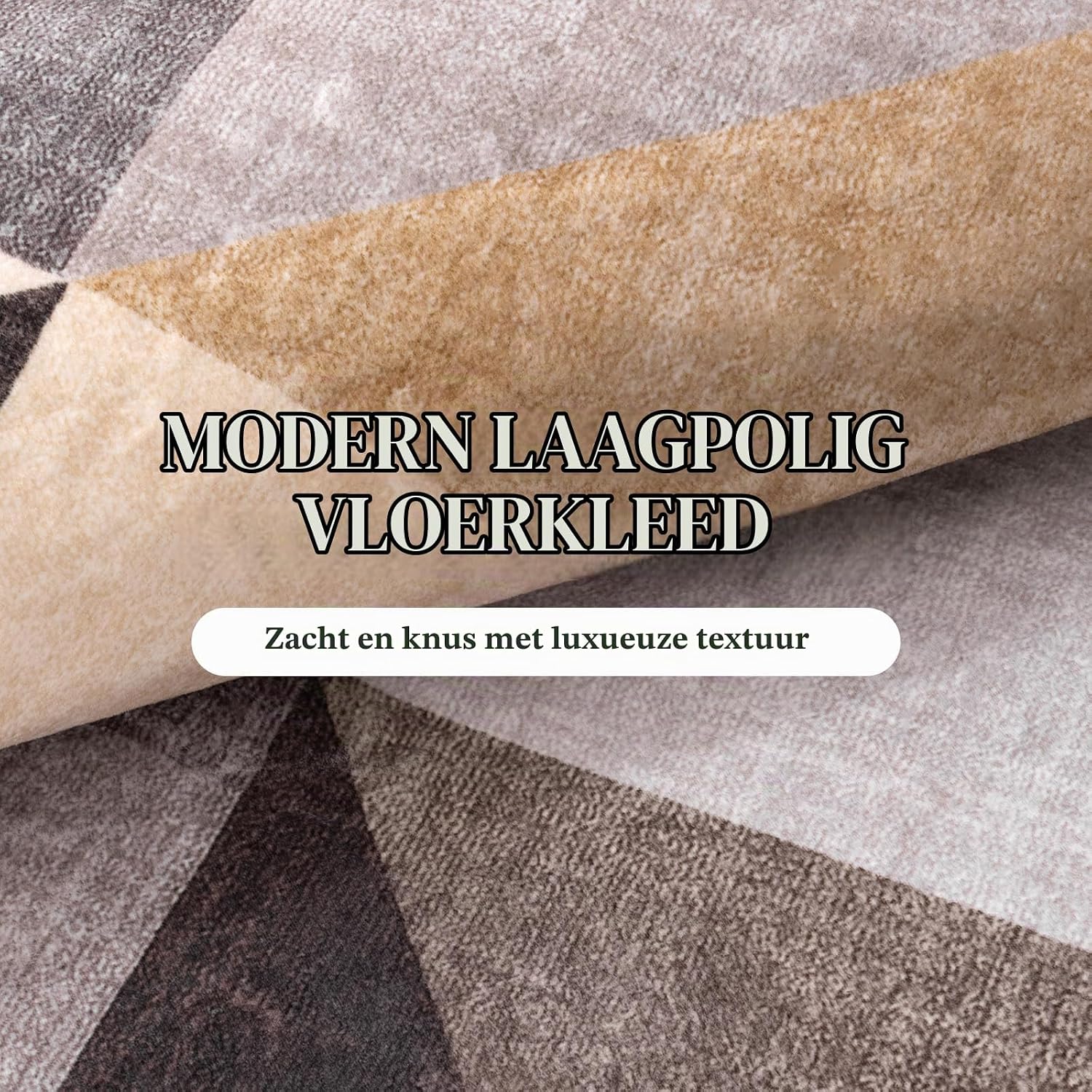 Detalle de HOMFINE vloerkleed 120 x 170 cm, bruin, 10 mm schuim en geometrisch patroon