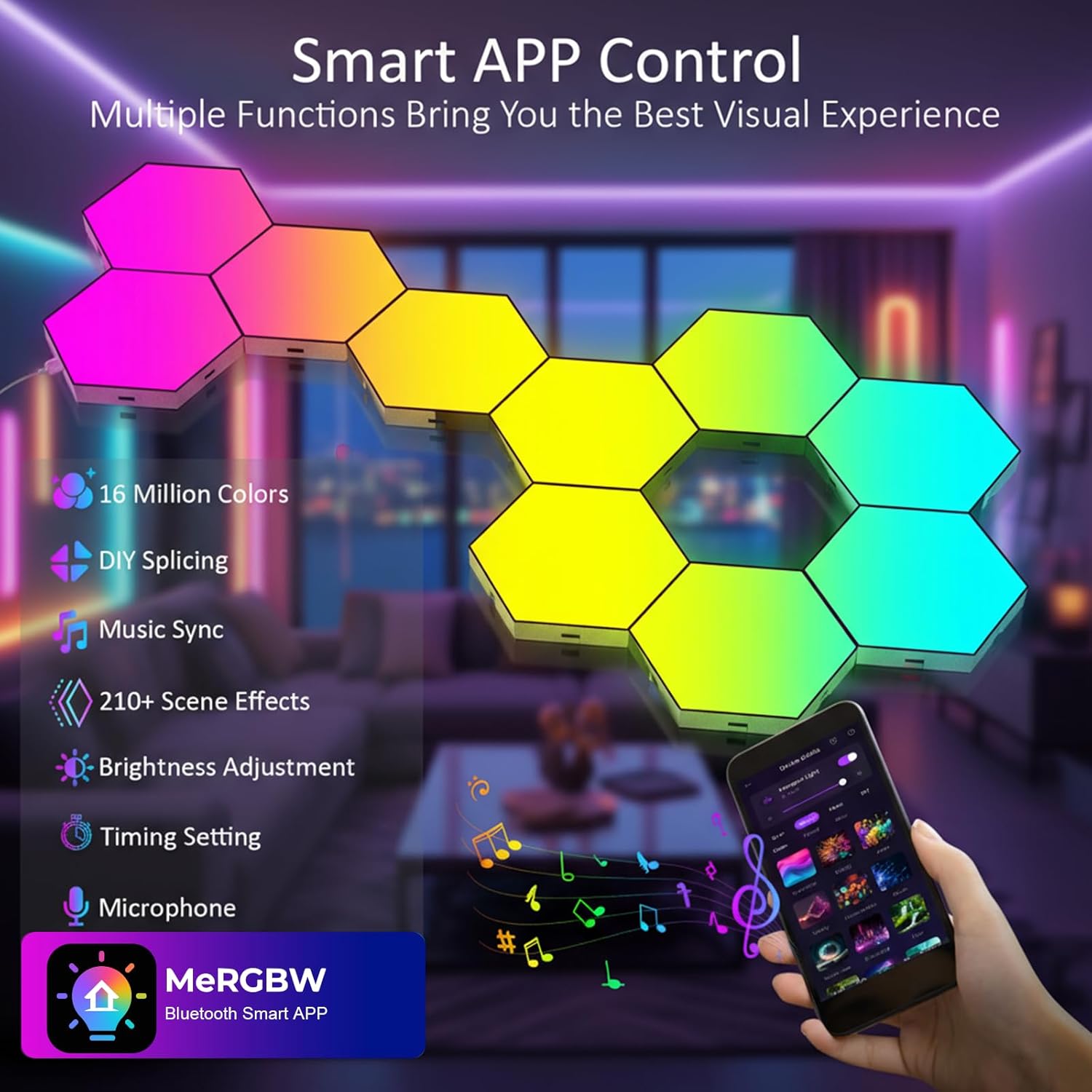 Thumbnail 2 de Kangtaixin Hexagon LED Gaming Wandleuchte (8er Set) mit Musik-Sync & App-Steuerung
