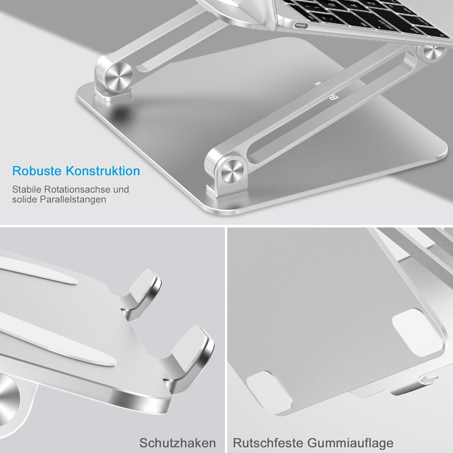 Thumbnail 5 de BoYata Laptop Ständer – Aluminium höhenverstellbarer Laptophalter mit Belüftung (10–17 Zoll)