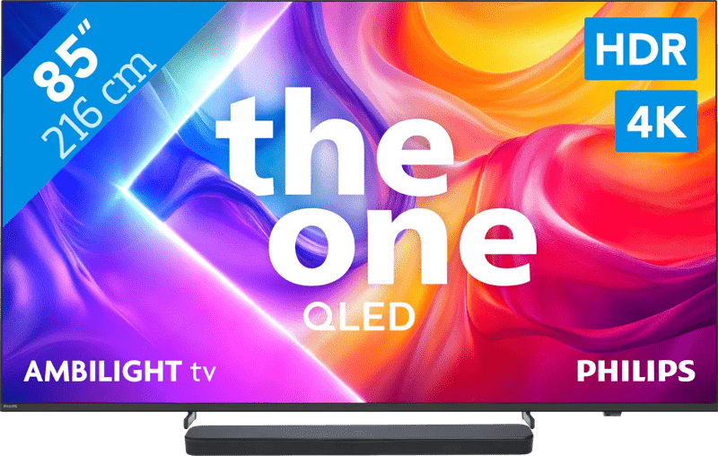 Detalle de Philips Ambilight 85 Zoll PUS9000 QLED 4K (2025) Set + JBL Bar 300 M2 – Dolby Atmos im Wohnzimmer