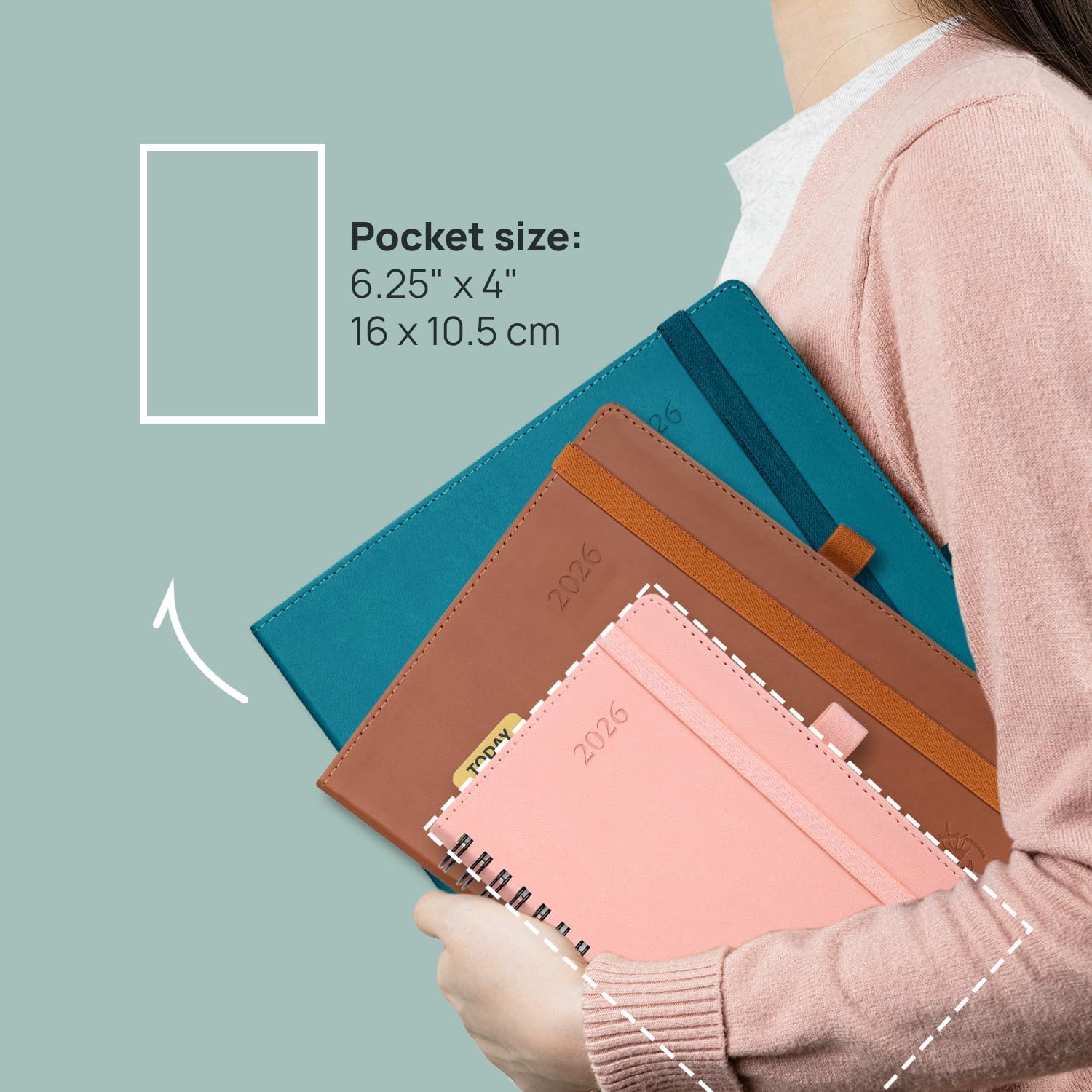 Thumbnail 4 de POPRUN 18 Month Planner (Jul'25 - Dec'26) A6 Pocket Monthly Overview, Sunday Start in Night Sky Blue