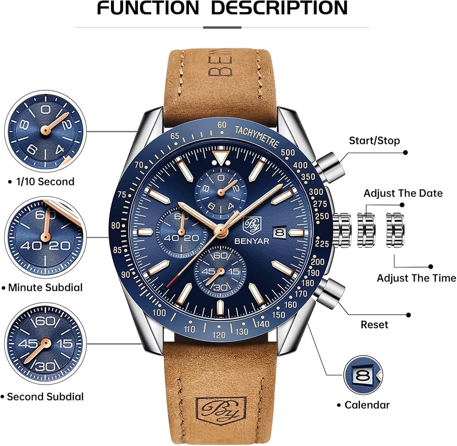 Thumbnail 6 de BY BENYAR BY-5140 Herrenuhr 45 mm