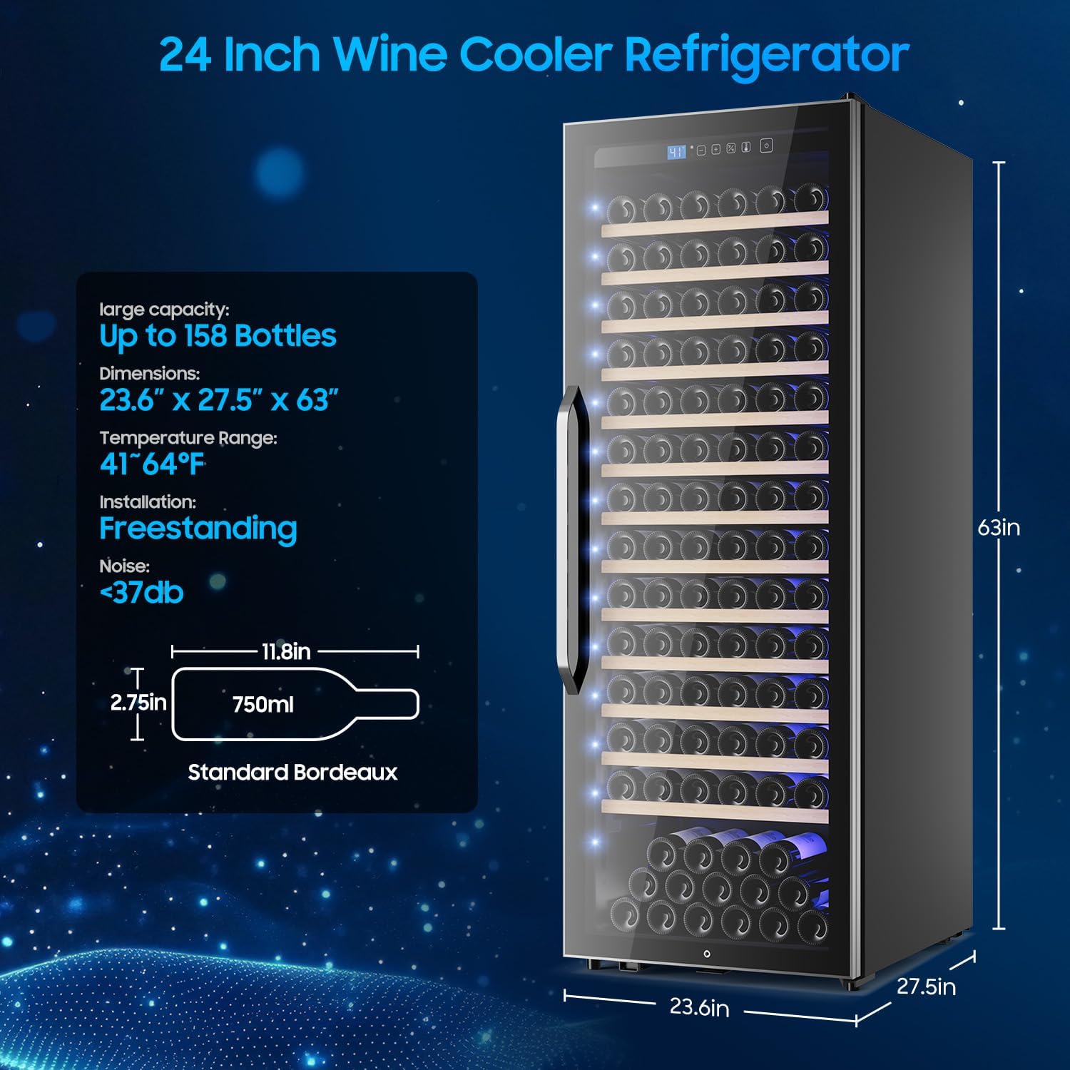 Thumbnail 6 de EORICE WCS-SA408 14.4 Cu. Ft. Freestanding Wine Cooler, 13 Shelves