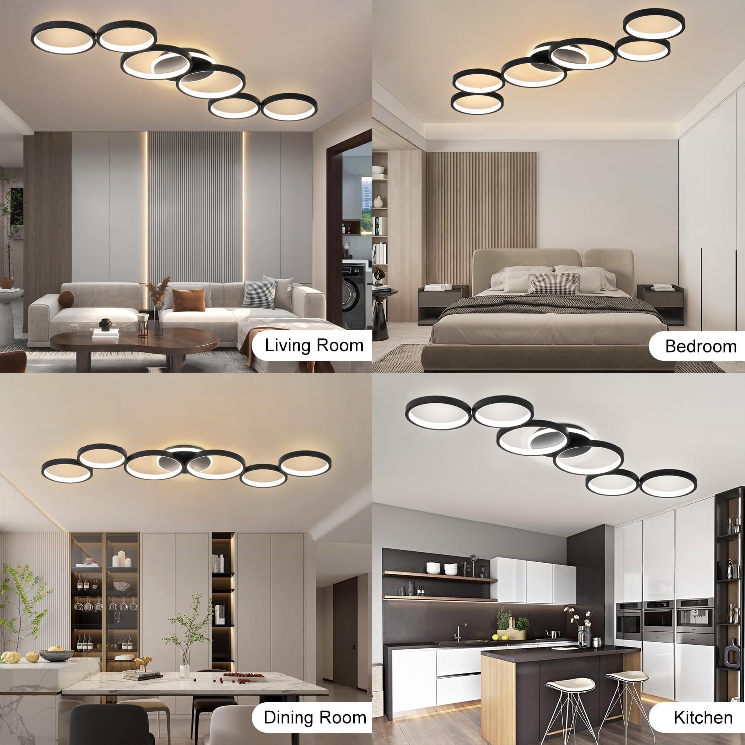 Detalle 2 de LED Deckenleuchte Schwarz 113 cm mit Dimmfunktion