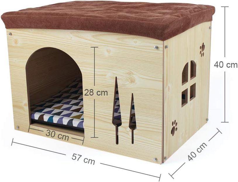 Thumbnail 4 de Cat Pet Bed House – Footstool Style Cat Cave with Foldable Design and Free Cushion