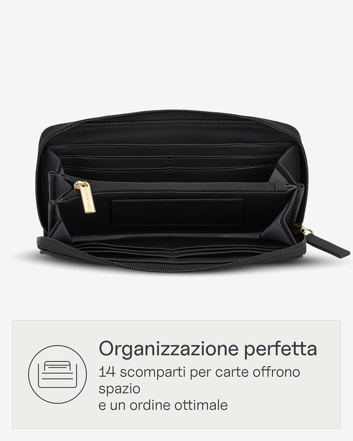 Thumbnail 2 de Kapten & Son Portafoglio Donna Bergen Pro Wallet Large All Black – Portafoglio grande con 14 slot e portamonete zip