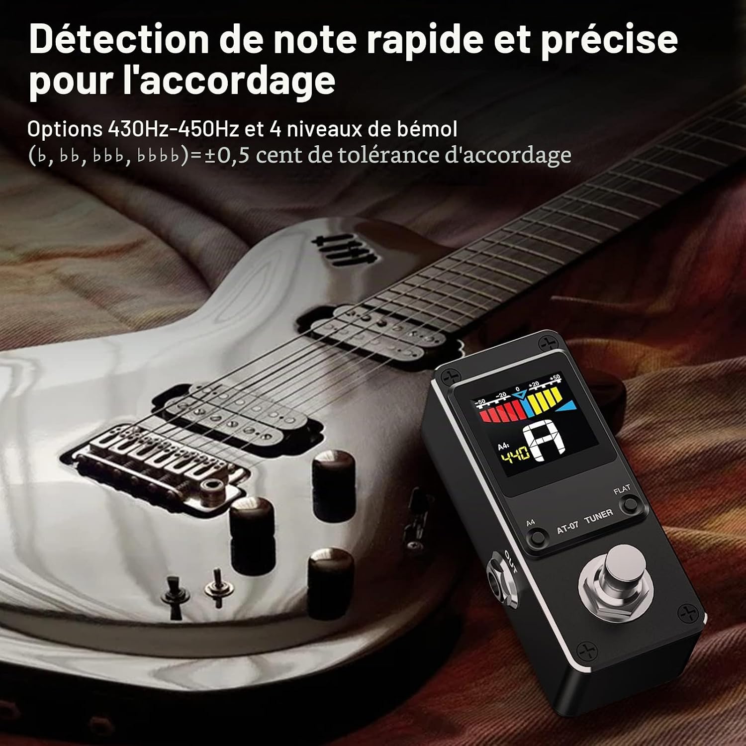 Detalle 2 de LEKATO AT-07 chromatisch stempedaal voor gitaar en bas met lcd-display