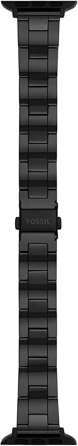 Thumbnail 1 de Fossil Cinturino da donna in pelle, ceramica o acciaio inossidabile per Apple Watch 38/40/41 mm – nero, chiusura deployante a due pulsanti