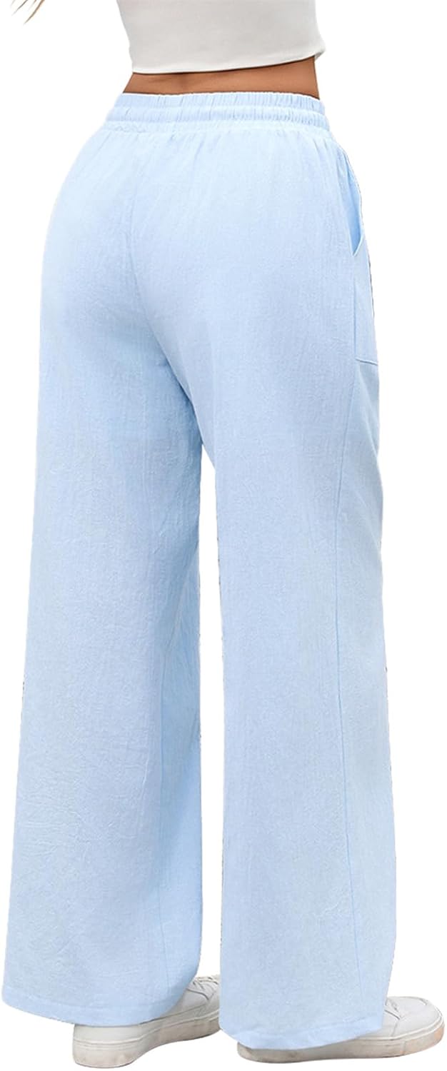 Thumbnail 1 de EDOTON Women's Linen Trousers: Wide-Leg Summer Maternity-Style Wide Leg Joggers with Lining and Pockets