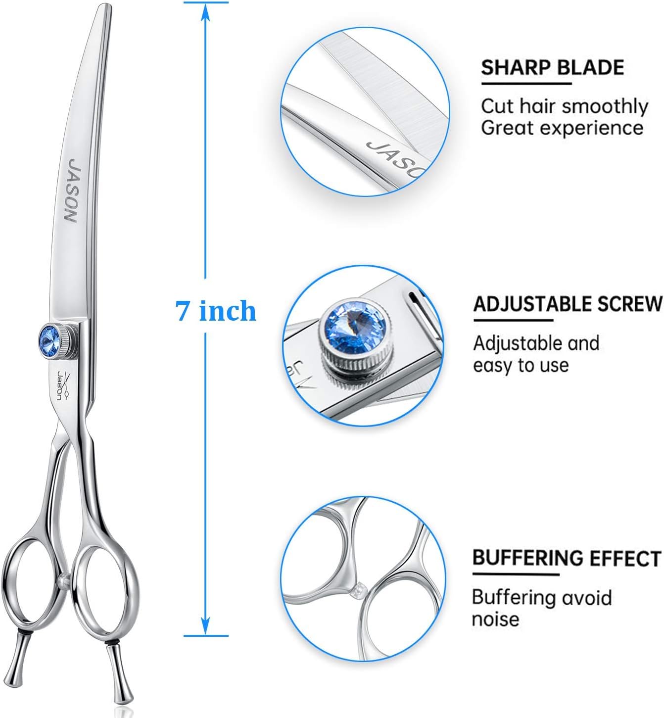 Thumbnail 2 de JASON 7-inch Curved Dog Grooming Scissors for Right-Handed Pets Groomers or Cat Owners