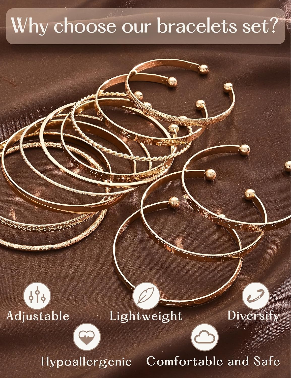 Detalle 2 de Gold bangle bracelet set, 14K plated