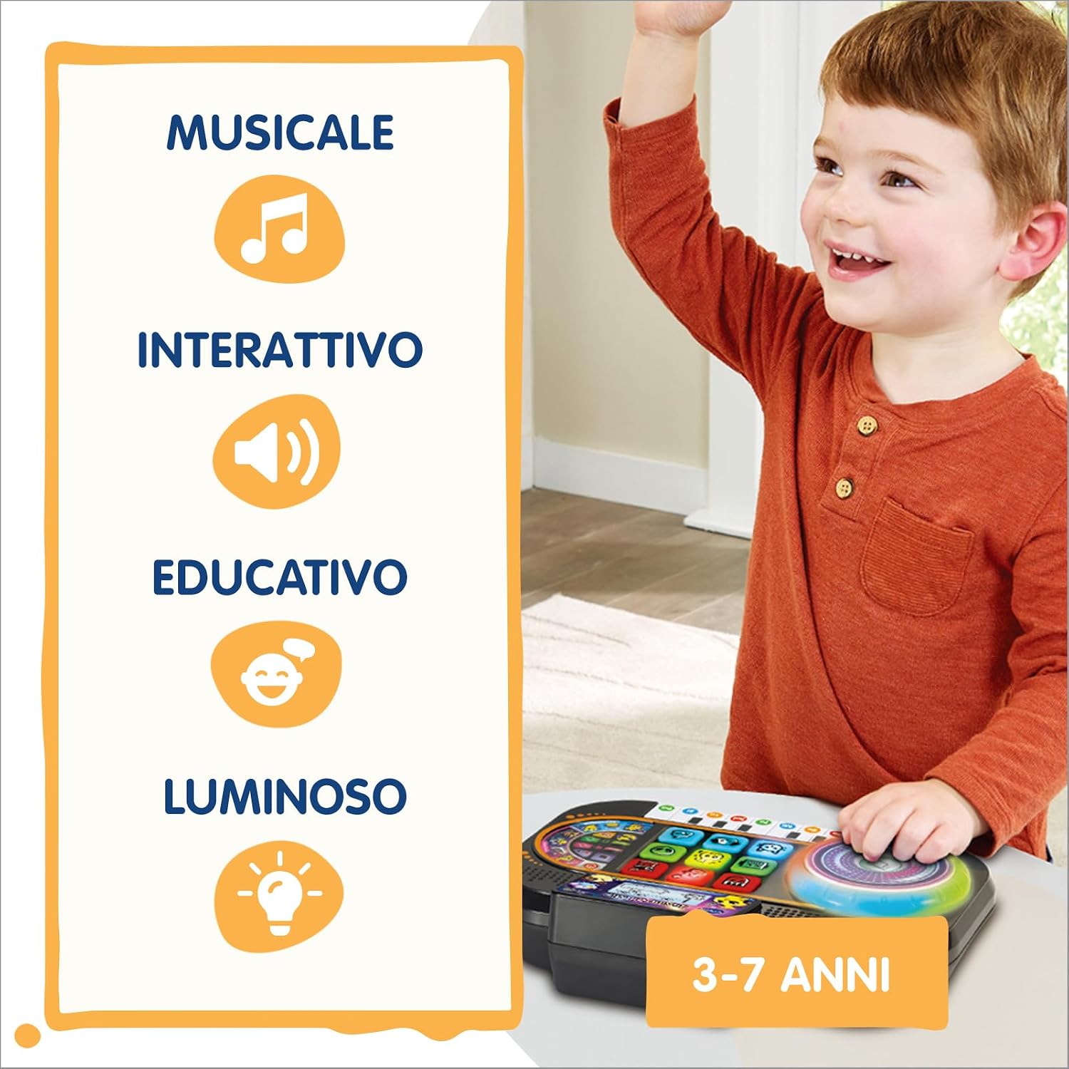 Detalle de VTech Junior DJ Mix 80-581407-007 – konsola DJ z klawiszami pianina i ekranem LCD