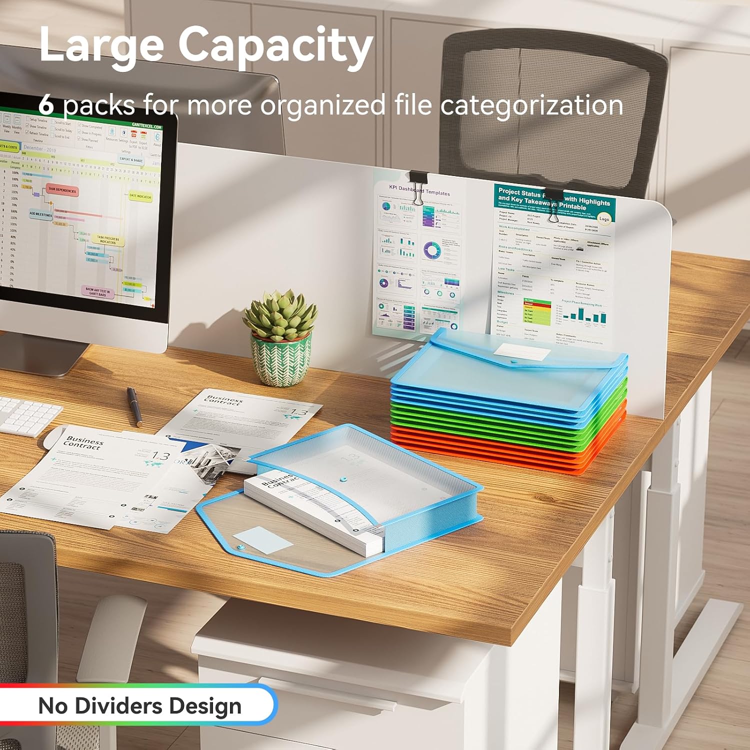 Detalle de ABC life 6-Pack Expanding File Folders, Letter/A4, RGB Colors, Snap Closure