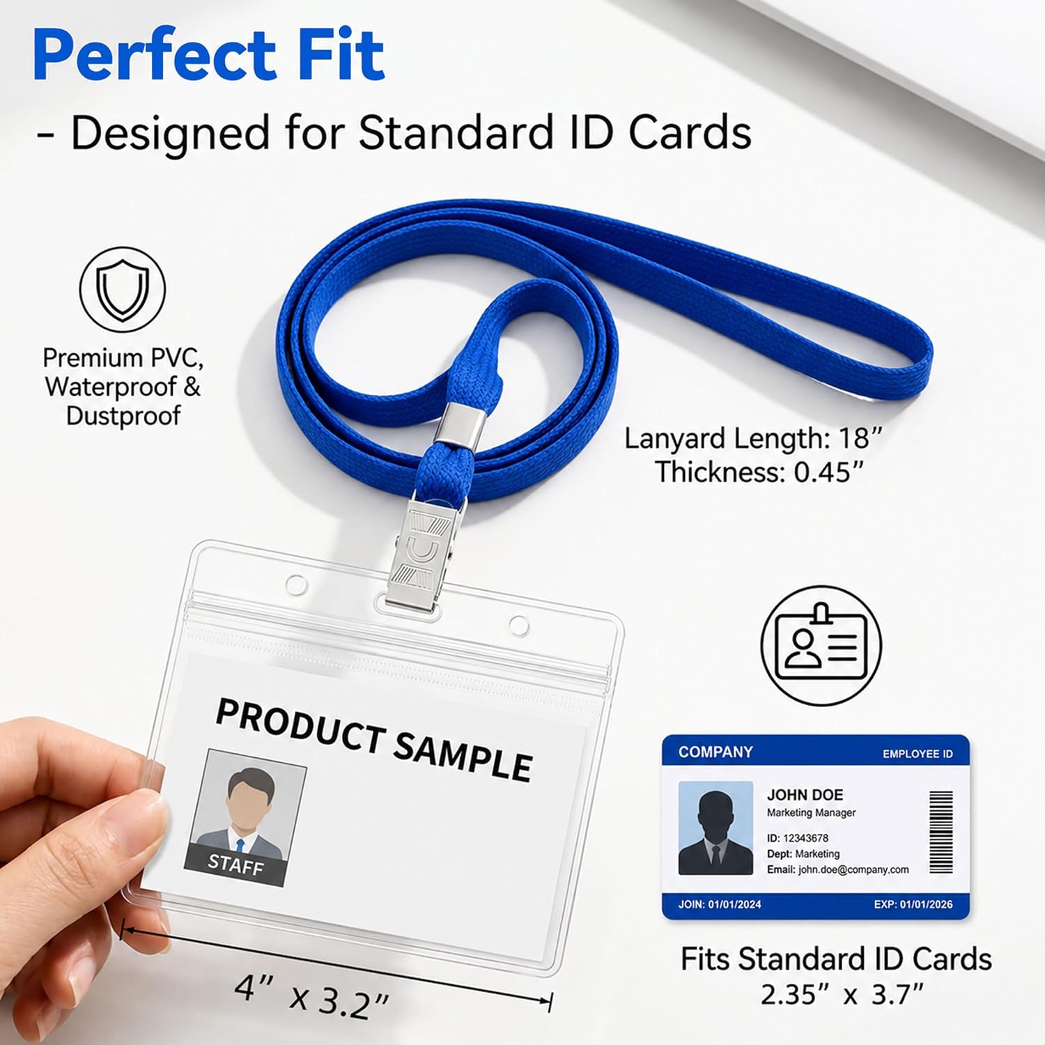 Thumbnail 1 de LOCONHA 12341 ID Badge Lanyard Set with Clear Holders and Zipper Closures