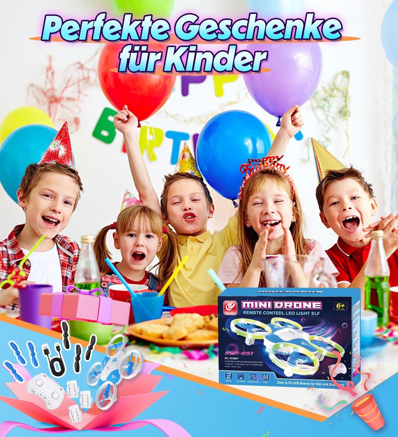 Thumbnail 6 de Korffe Mini-Drohne für Kinder (ab 6, 7, 8, 9, 10+ Jahren) – RC-Spielzeug mit LED-Lichtern, 360°-Flip und 30-min Laufzeit
