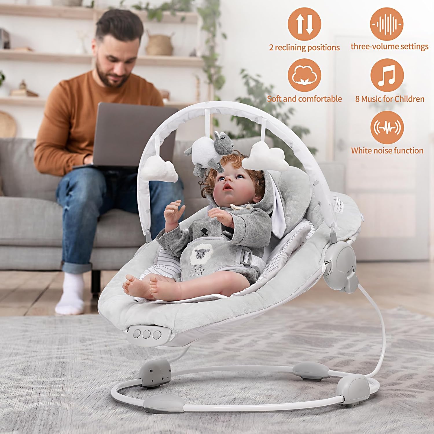 Detalle 2 de LADIDA Soft Padded Lamb Bouncer 0–6 months
