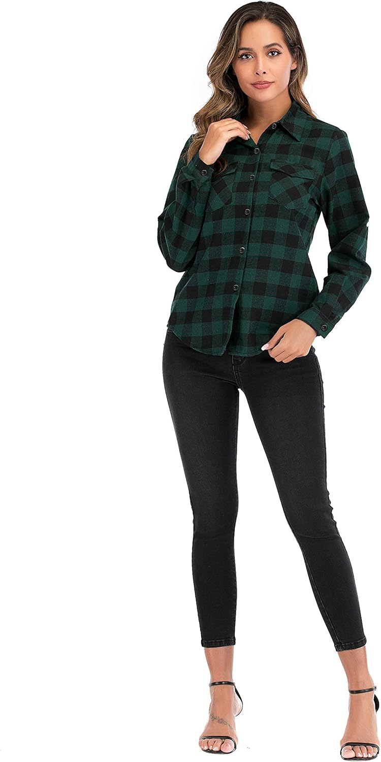 Thumbnail 4 de Enjoyoself Damen karierte Flanellbluse (Langarm) im Cowboy-/Holzfäller-Stil mit Knopfleiste
