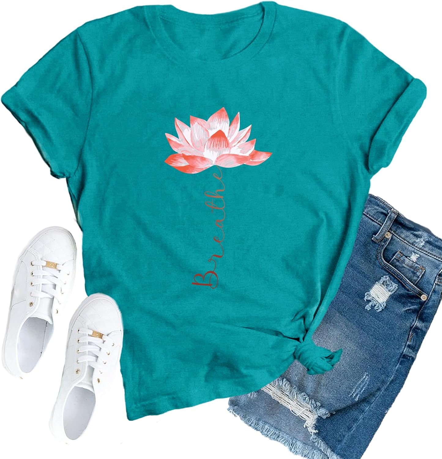 Detalle de SUWATOIN Women's Yoga Shirt: Elegant Breathe Tee for Yoga, Pilates & Meditation