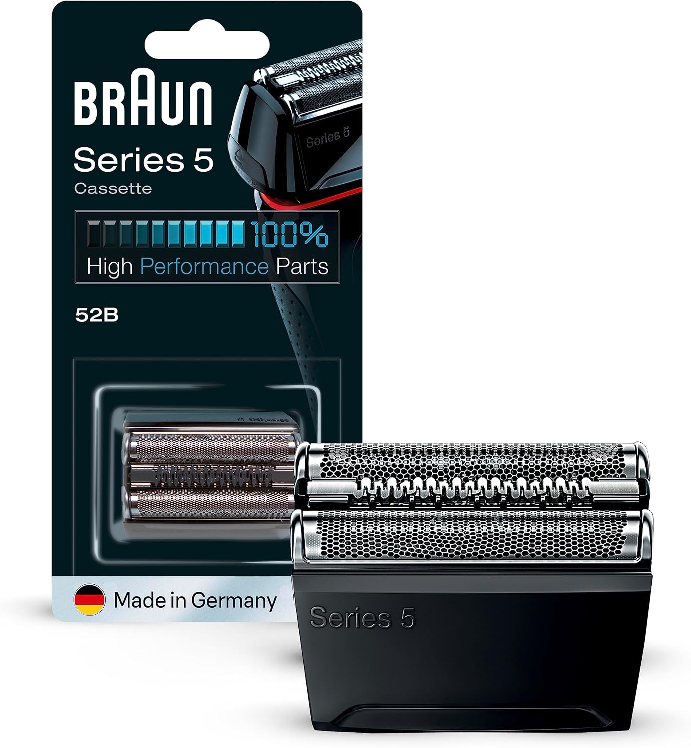Detalle de Braun Series 5 Rasierkopf 52B – Schwarz (Kompatibilität mit Series 5, 18 Monate Austausch empfohlen)