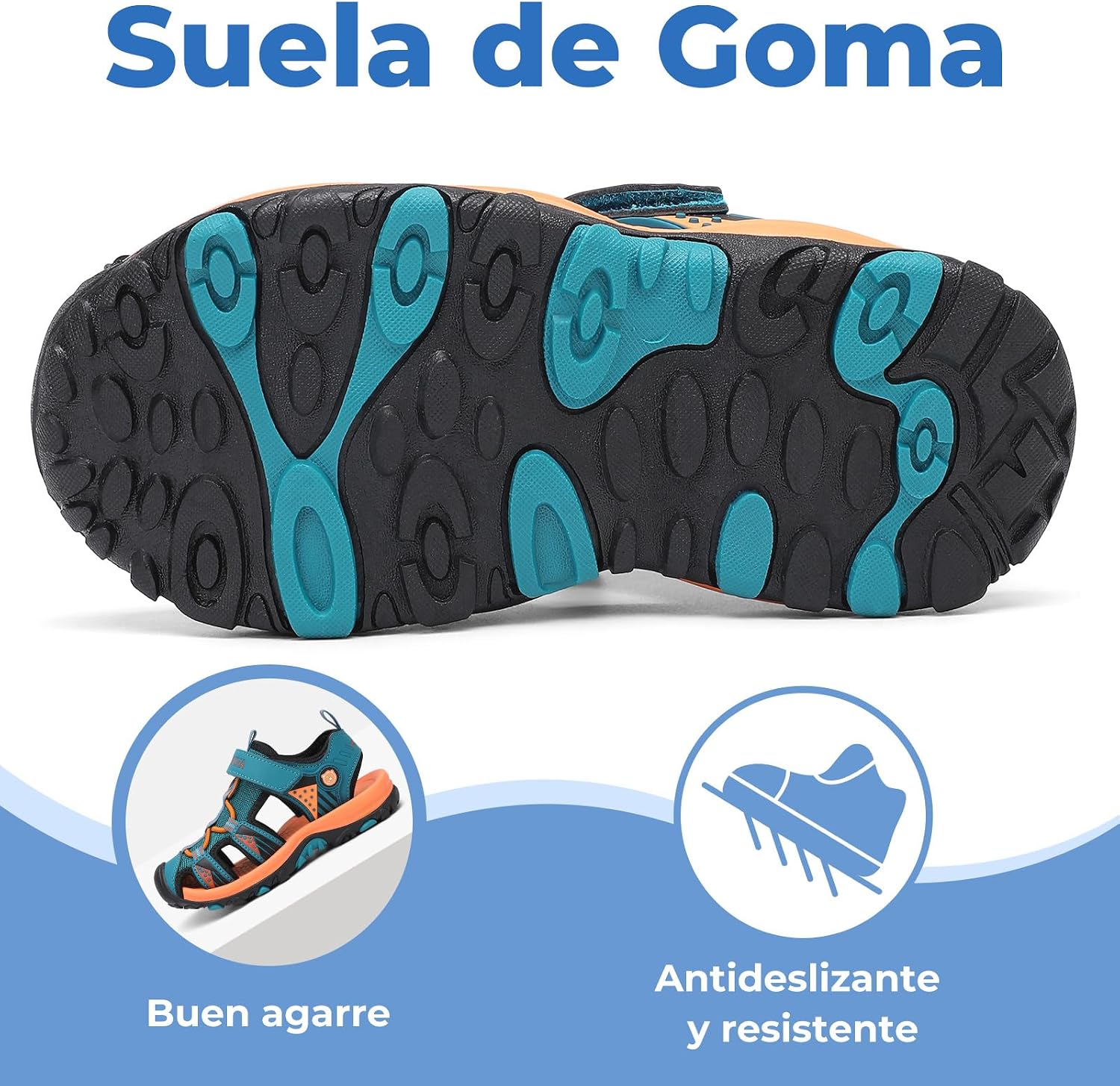 Detalle de Mishansha Sandalias de Verano para Niños con Puntera Cerrada: confortables y resistentes para actividades al aire libre (Azul, 35)