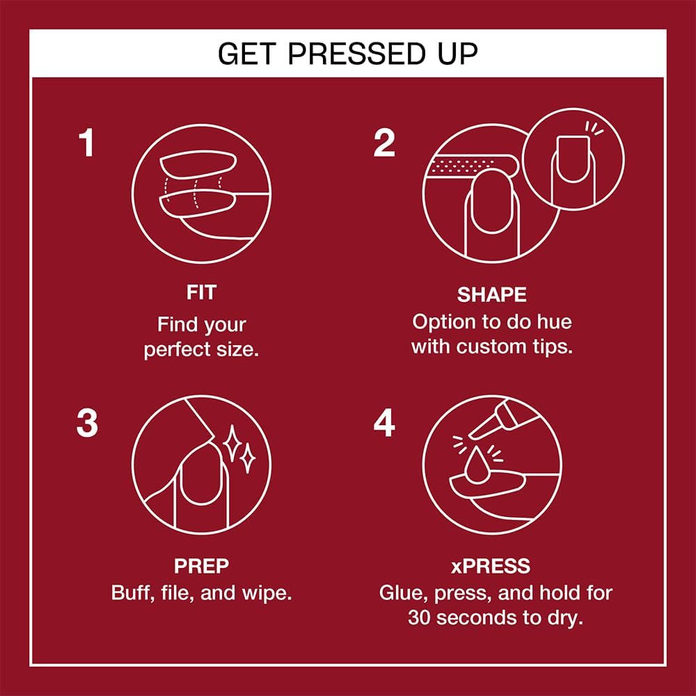 Detalle 2 de OPI xPRESS/ON Press On Nails – Black, Red & Pink opaque crème shades (30 pcs) with nail glue