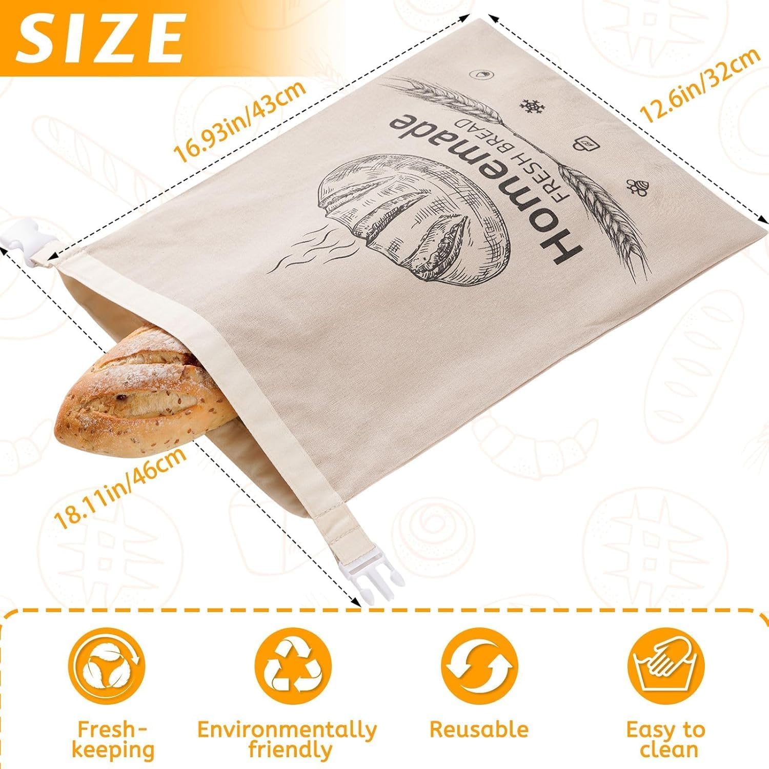 Thumbnail 3 de Beeswax Bread Bags 2 Pack for Sourdough