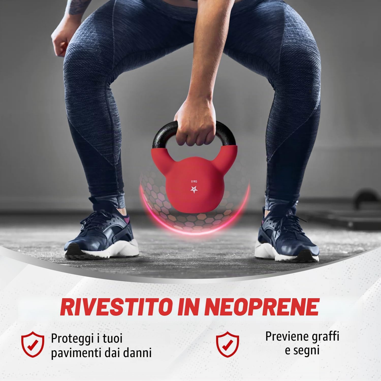 Detalle de Yes4All Kettlebell in ghisa con rivestimento in neoprene 2–20 kg, multicolore