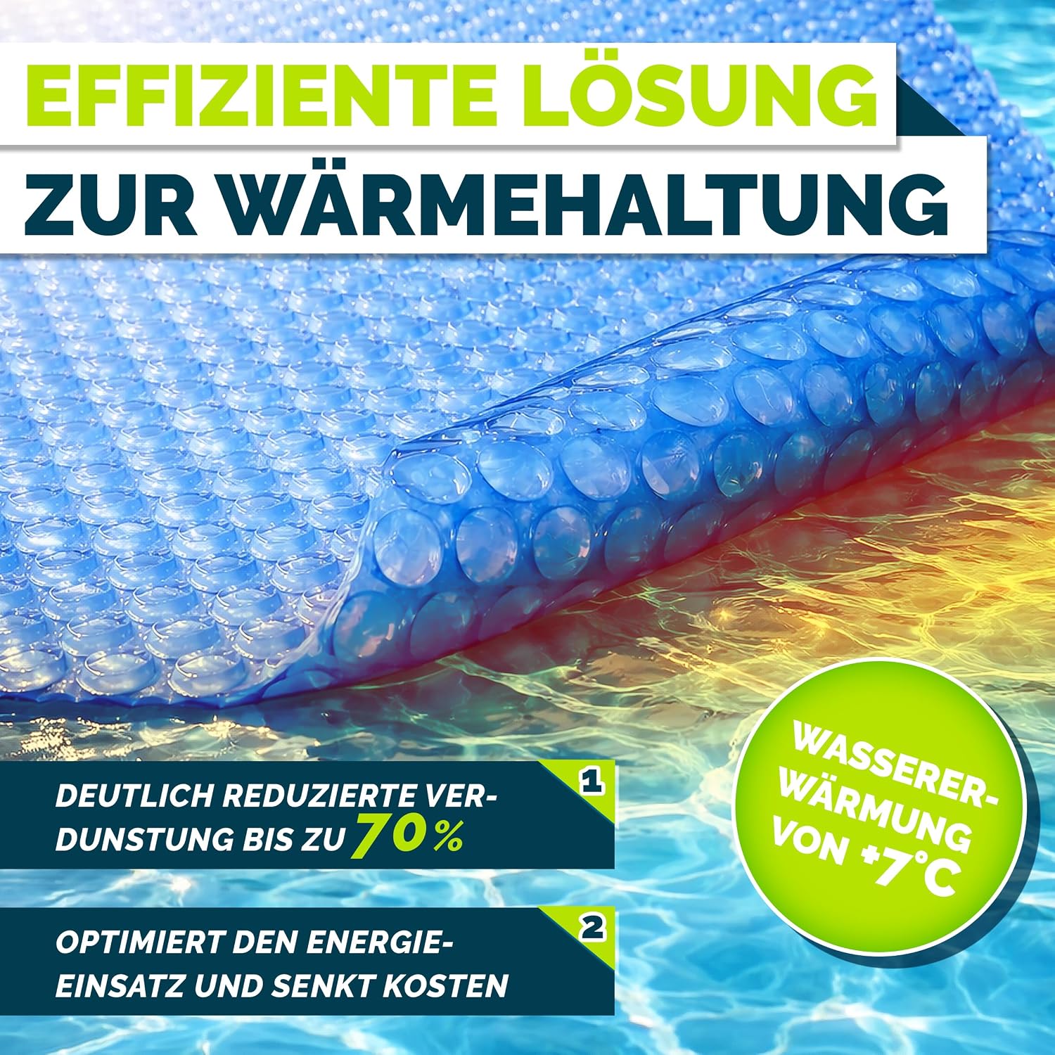 Thumbnail 6 de tillvex Pool Solarabdeckplane Rund & Rechteckig – 120 µm, 1000x500 cm, blau