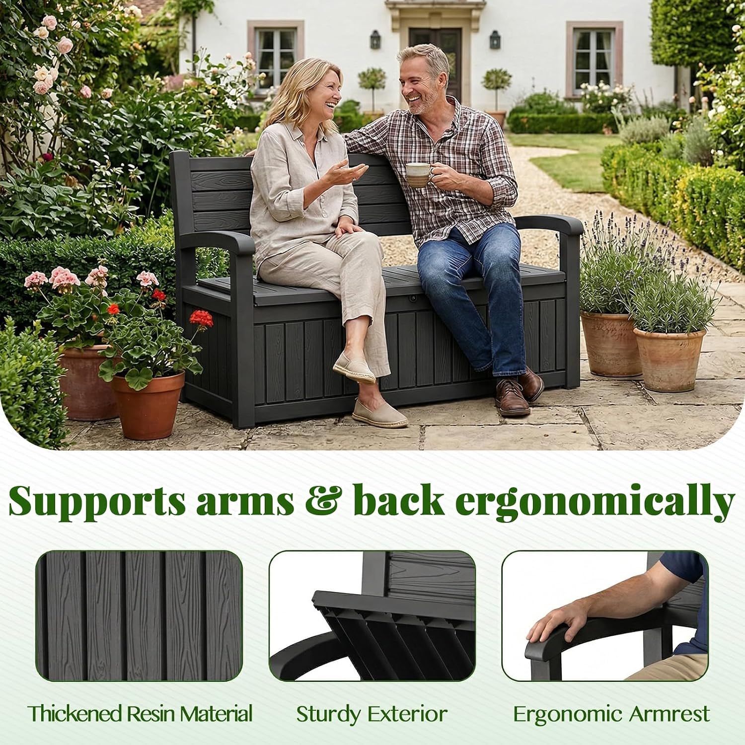 Detalle 2 de KFY Outdoor Storage Bench, 120 Gallon