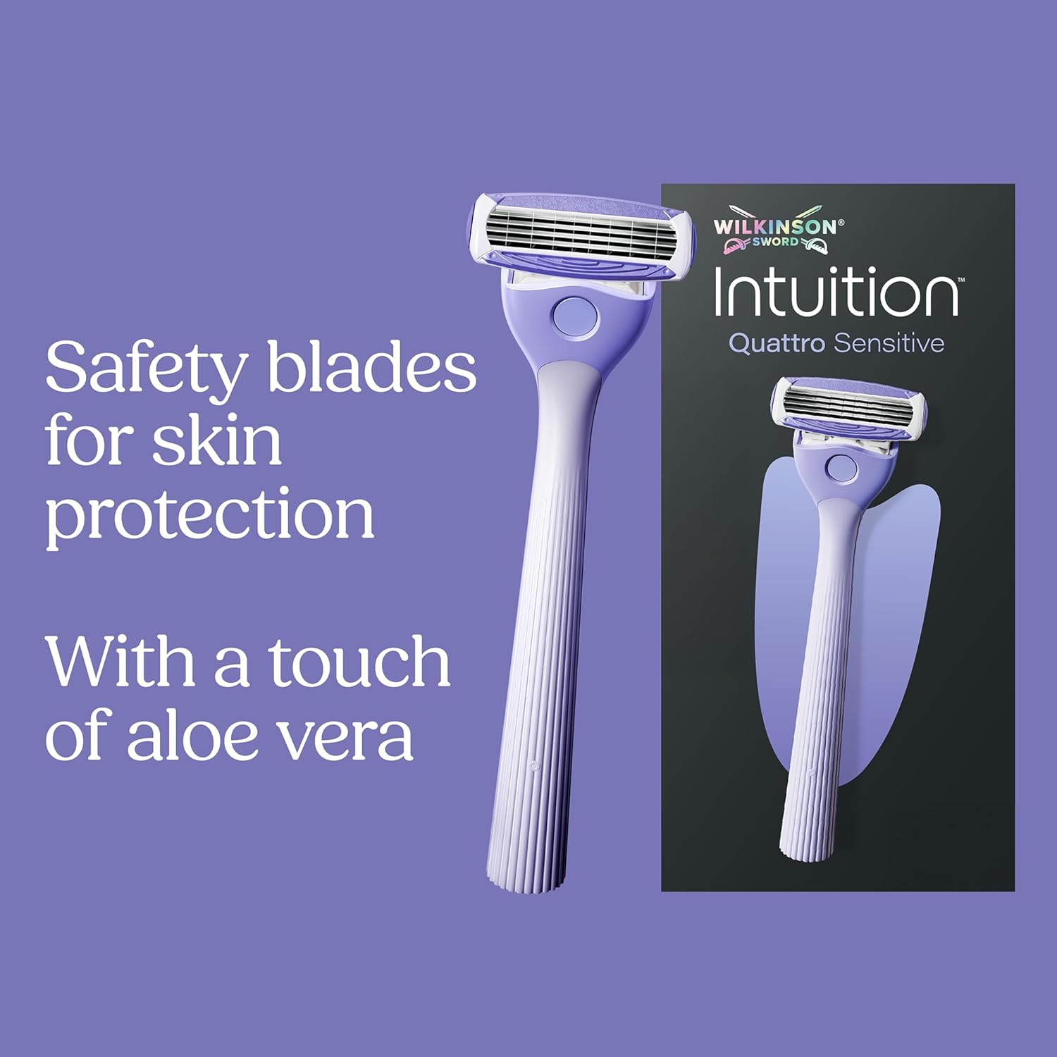 Detalle de Wilkinson Sword Intuition Quattro Sensitive Skin Starter Pack for Women – Razor Handle with 5 Refills