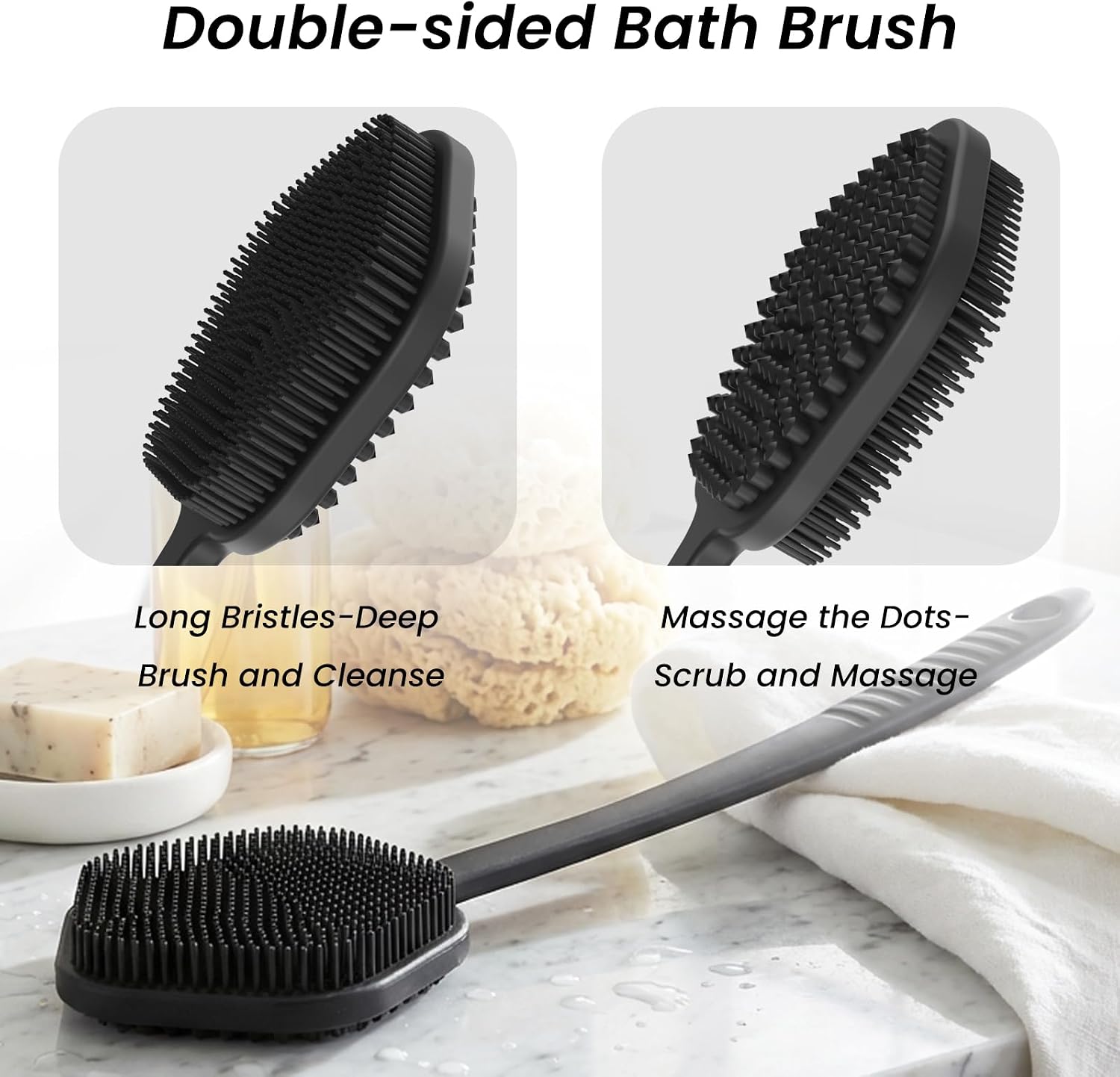 Thumbnail 2 de Redfly Silicone Back Scrubber for Shower – 44cm Long, Double-Sided Back Brush with Silicone Bristles and Massage Nodes