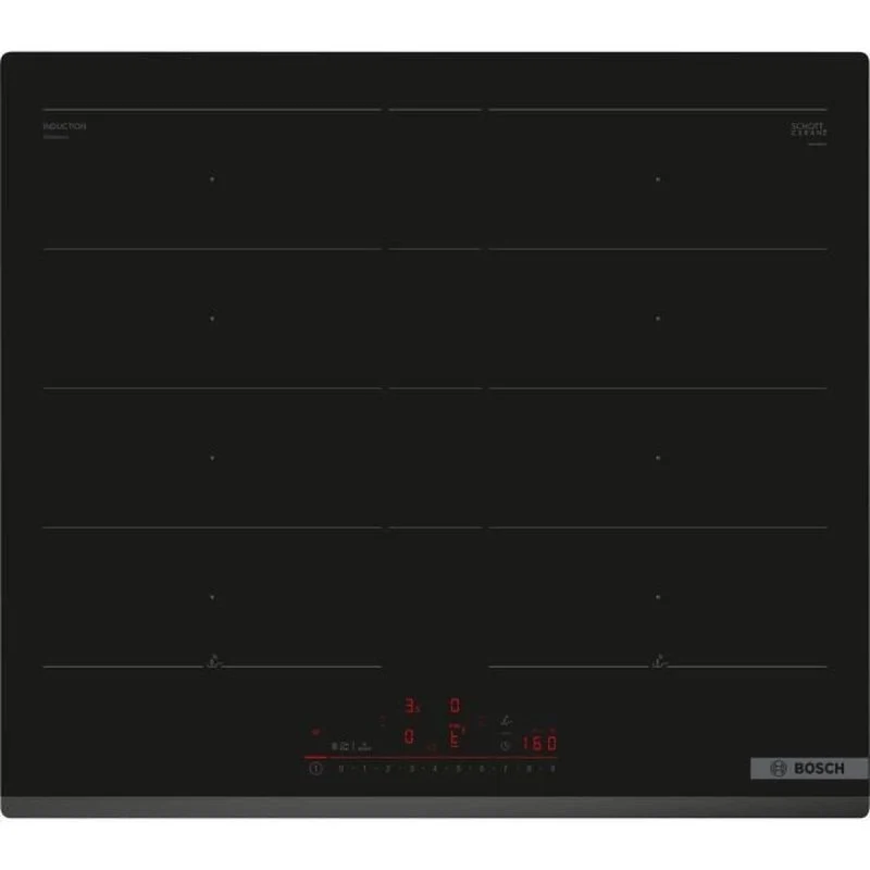 Detalle de Bosch Serie 6 PXY63KHC1E: placa de inducción de 60 cm con FlexInduction Plus y PerfectFry Plus