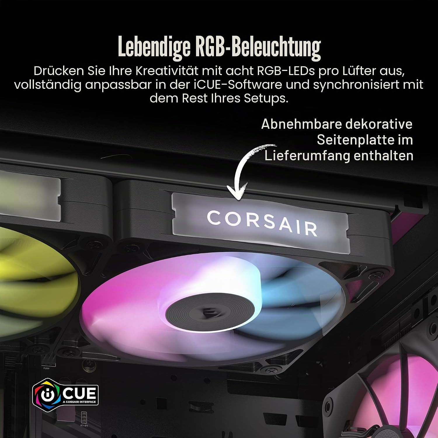 Detalle de CORSAIR iCUE LINK RX140 RGB 140mm PWM-Lüfter – Dual Pack, Schwarz