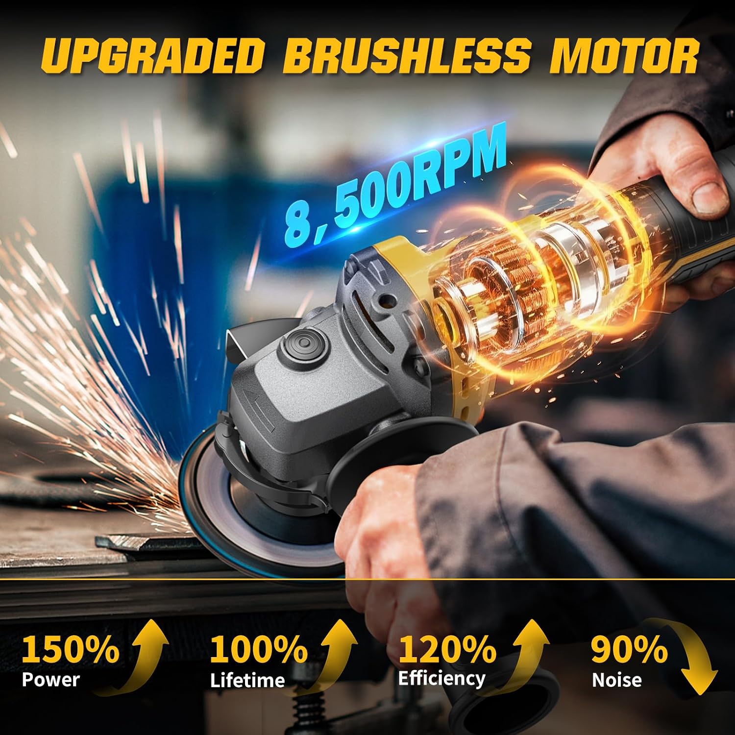 Detalle 2 de VERVEWAVE Cordless Angle Grinder, 4-1/2-Inch