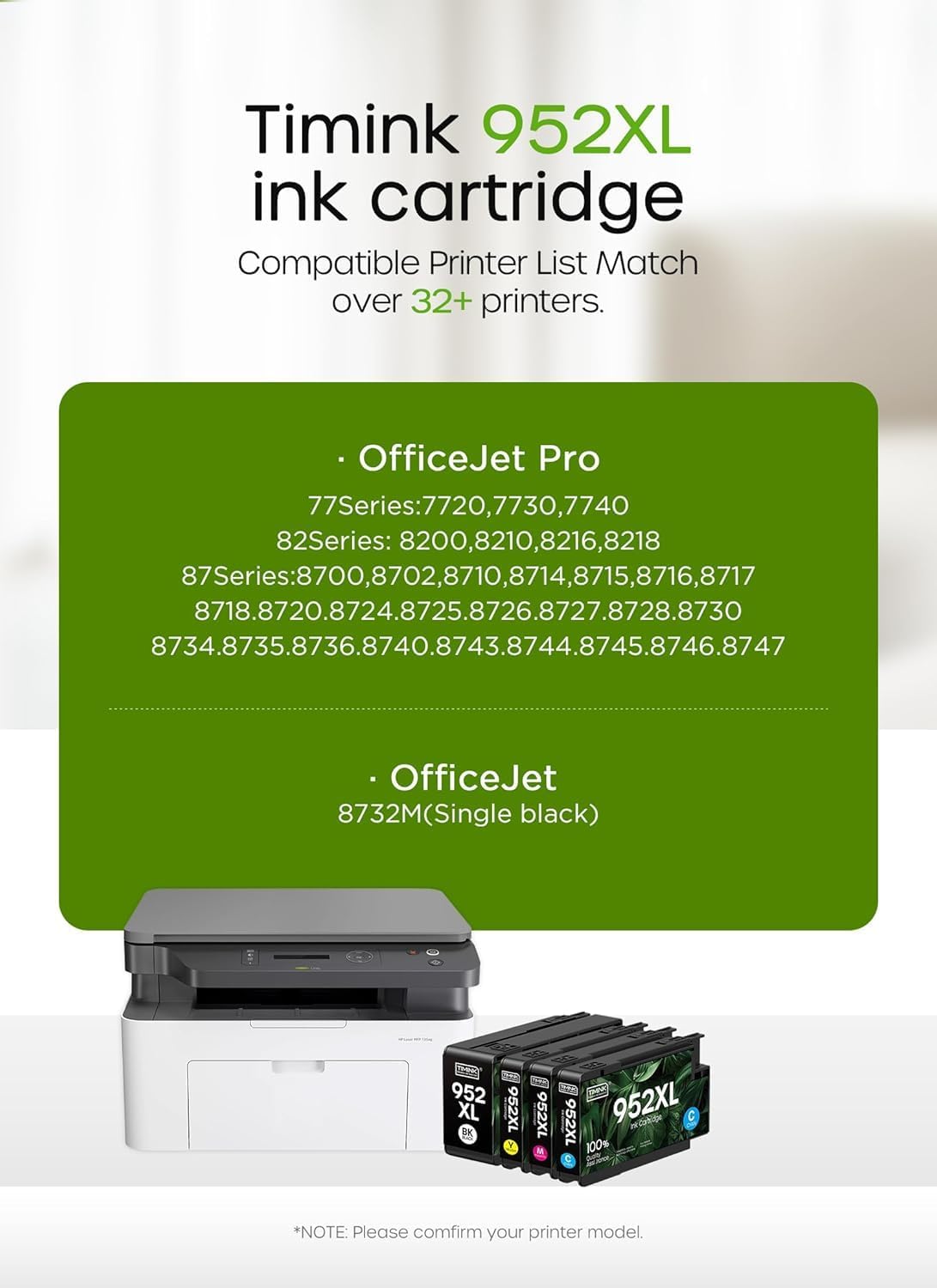 Detalle de Timink 952XL Ink Cartridges, 4-Pack with Black, Cyan, Magenta and Yellow