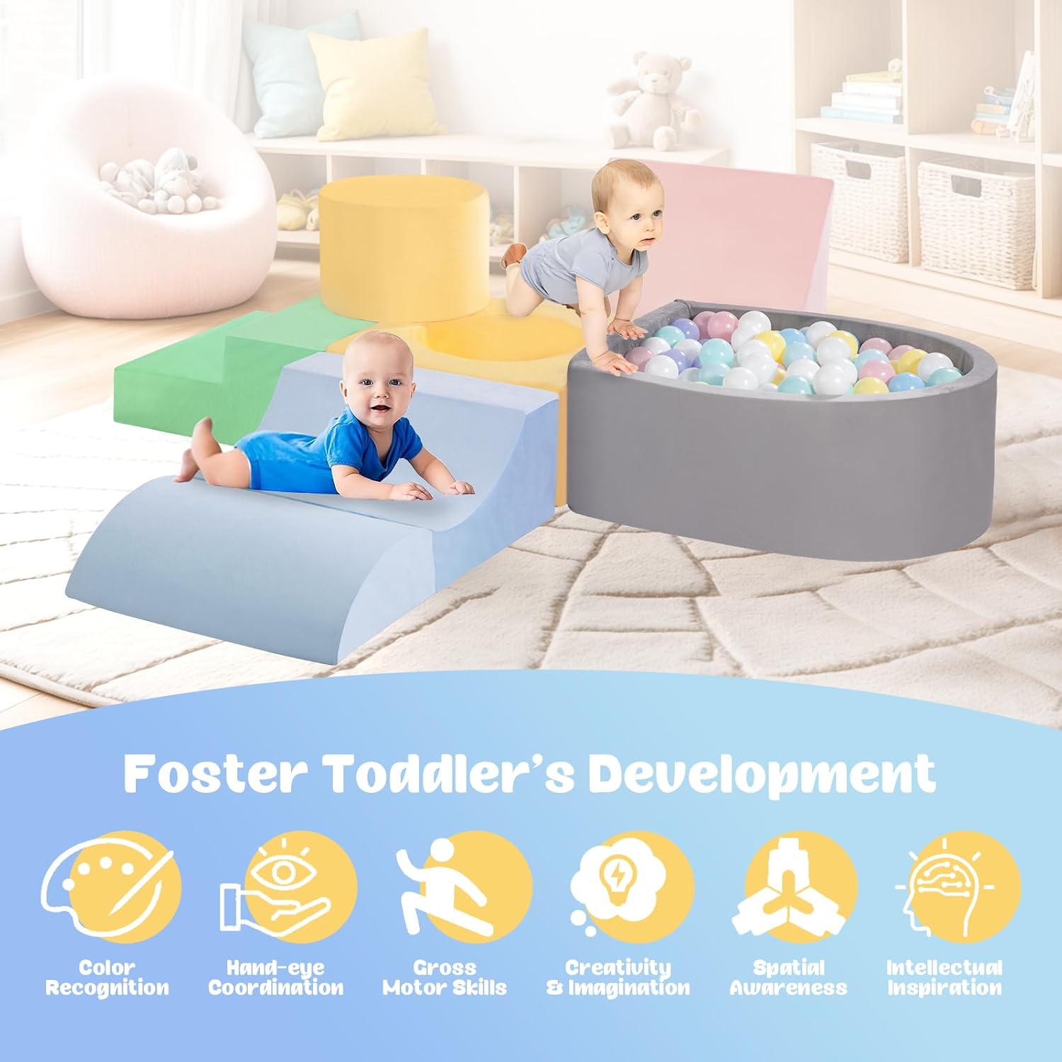 Thumbnail 2 de CAMELUS Toddler Climbing Toys 6-Piece Soft Play Set