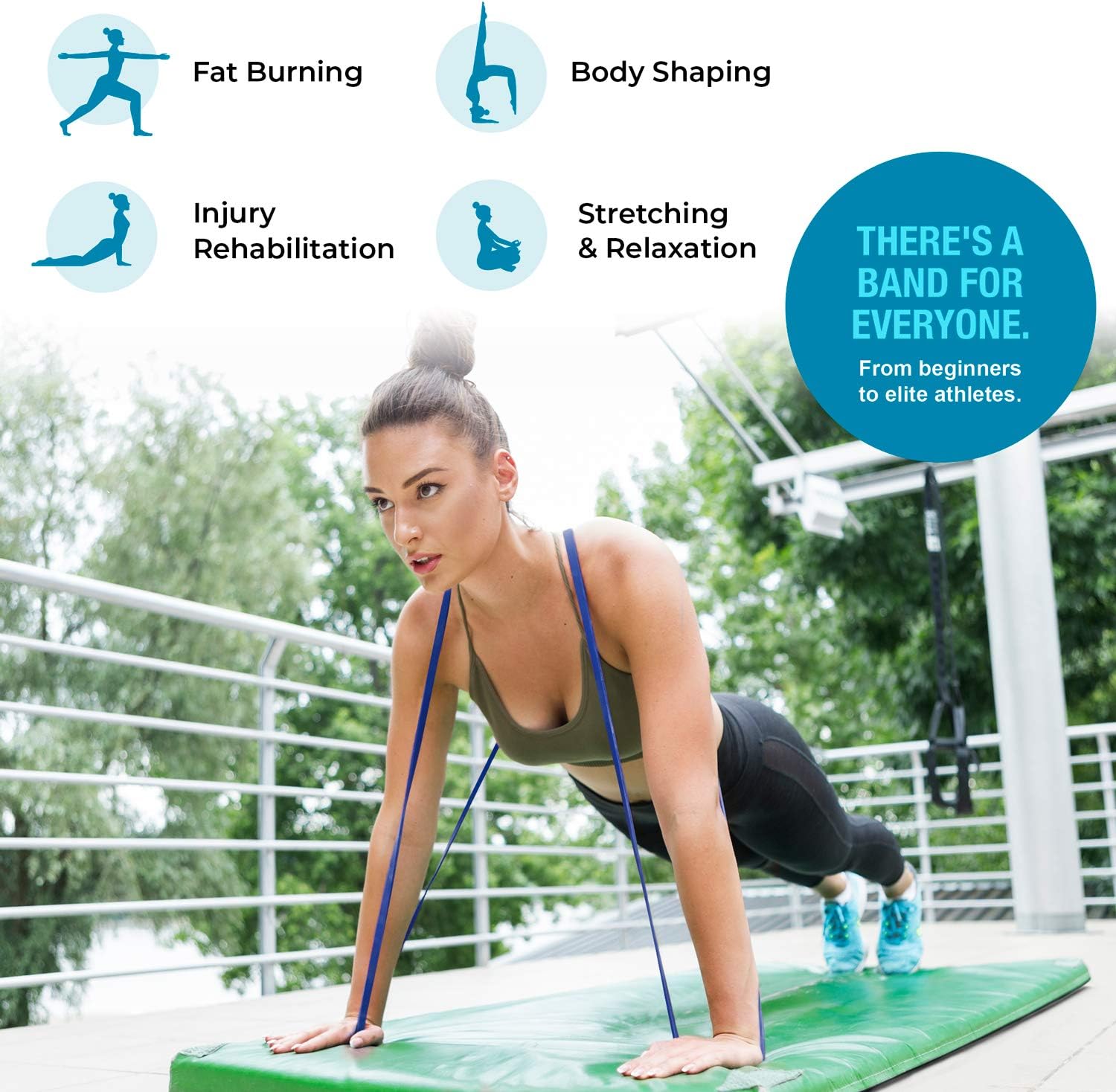 Detalle 1 de Beenax Resistance Bands Pull Up Set (5 levels) with grip pads and door anchor