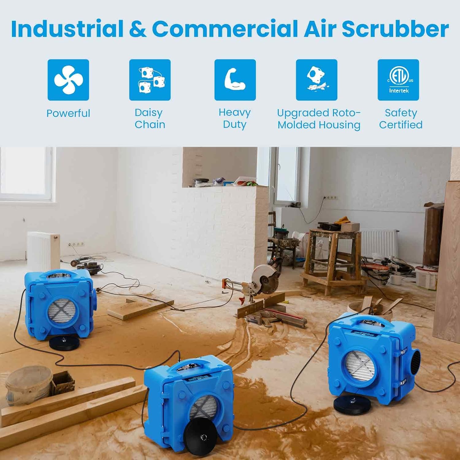 Detalle de CADPXS Shield-550 Air Scrubber: 550 CFM with 3-Stage Filtration for Commercial and Restoration Use