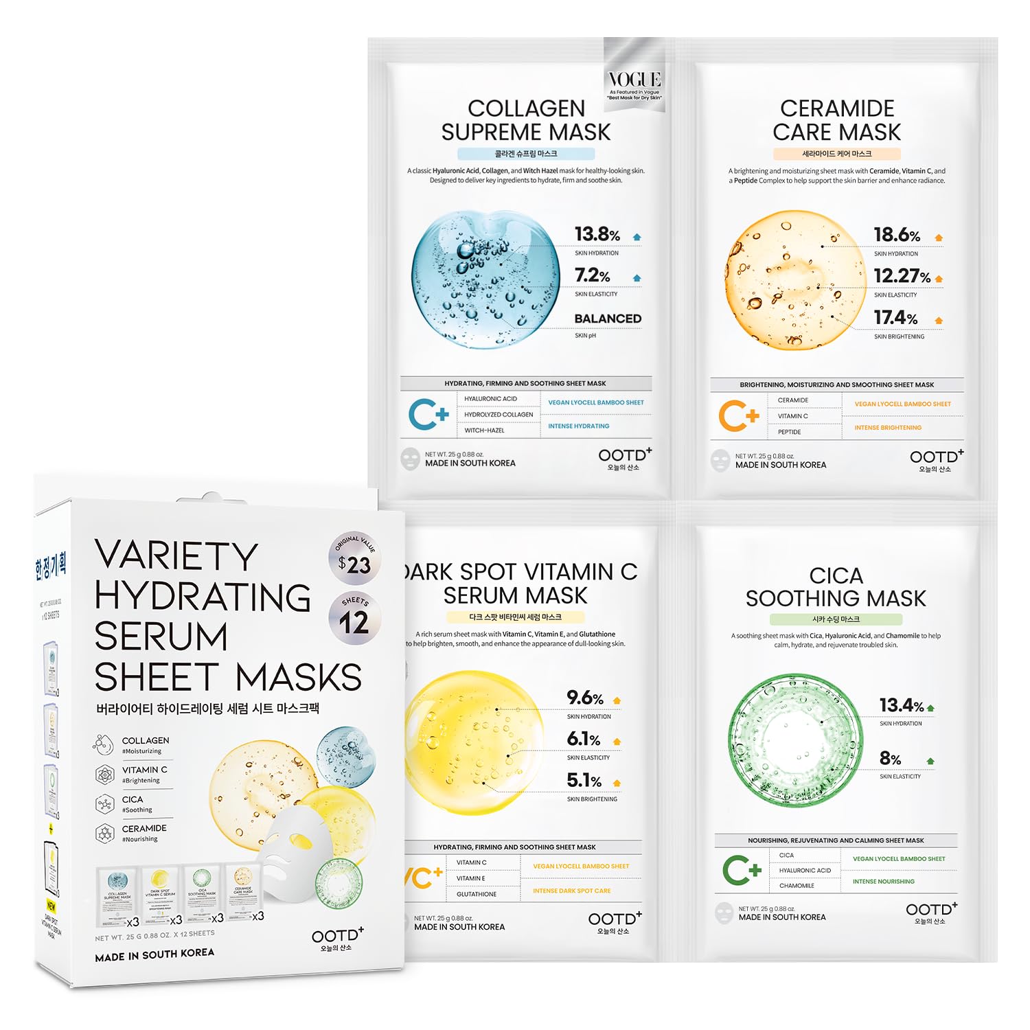 Thumbnail 3 de #OOTD Collagen Hydrating Sheet Masks (10 count) for Dry & Sensitive Skin, EVE Vegan, Hyaluronic Acid