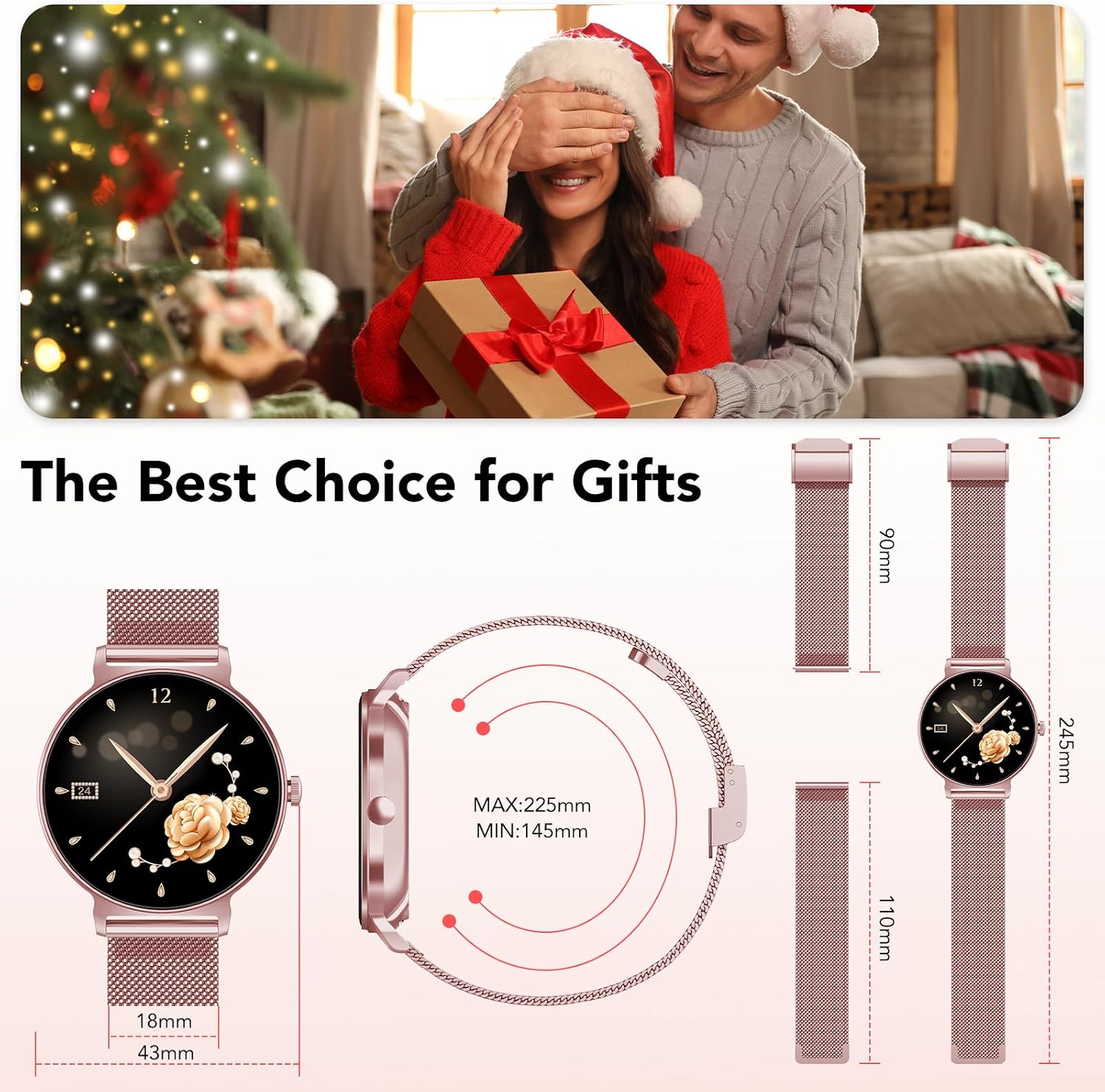 Thumbnail 6 de Taopodo Smart Watch for Women — 1.27'' AMOLED Round Screen, Bluetooth Calling, 120+ Sports Modes, IP68 Rose Pink