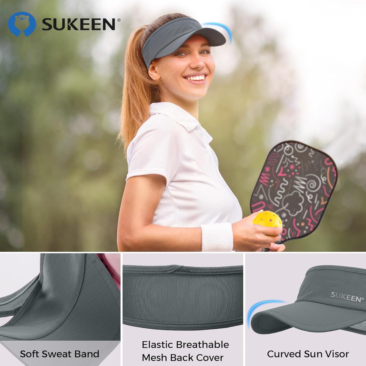 Detalle de Sukeen Sun Visor Hat with UPF 50+ Protection
