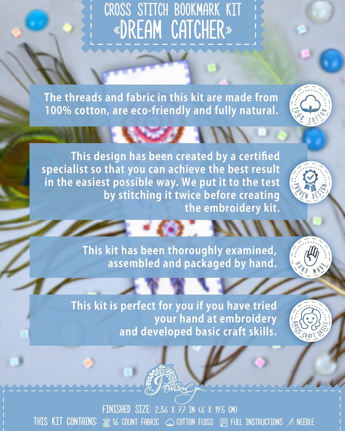 Thumbnail 3 de Povitrulya Dreamcatcher counted cross stitch kit 16 📚